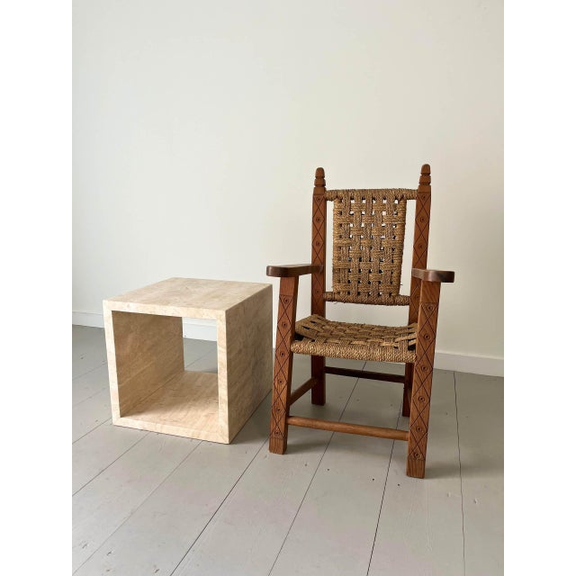 Folk Art Childrens Wooden and Rope Chair, 1900s For Sale - Image 6 of 7