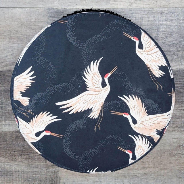 Modern Skyline Furniture Upholstered Ottoman With Fringe For Sale - Image 3 of 5