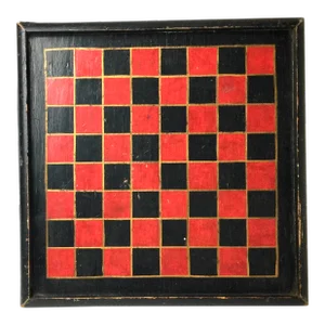 Late 19th Century Red & Black Painted Game Board