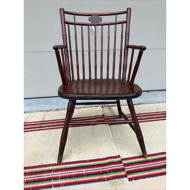 Antique Pennsylvania Butterfly & Birdcage Back Windsor Armchair, Circa 1810-1820 For Sale - Image 18 of 18