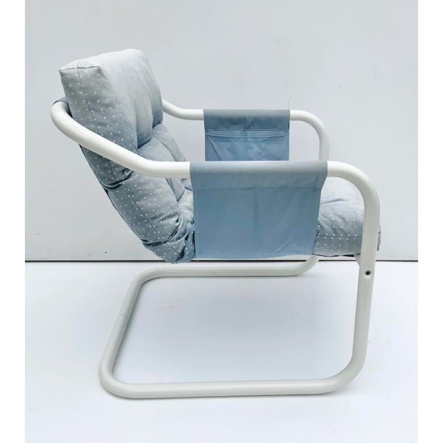 Blue Vintage Tubular Armchair from Mio, Sweden, 1970s For Sale - Image 8 of 8