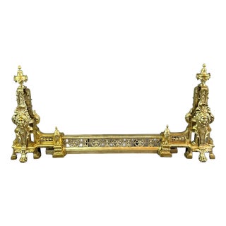 19th Century Louis XVI Gilt Bronze Andirons, 1890s, Set of 3 For Sale
