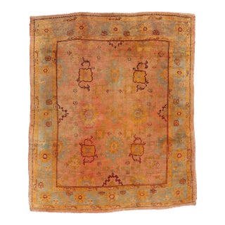 Late 19th Century Antique Turkish Oushak Rug - 09'04 X 11'06 For Sale