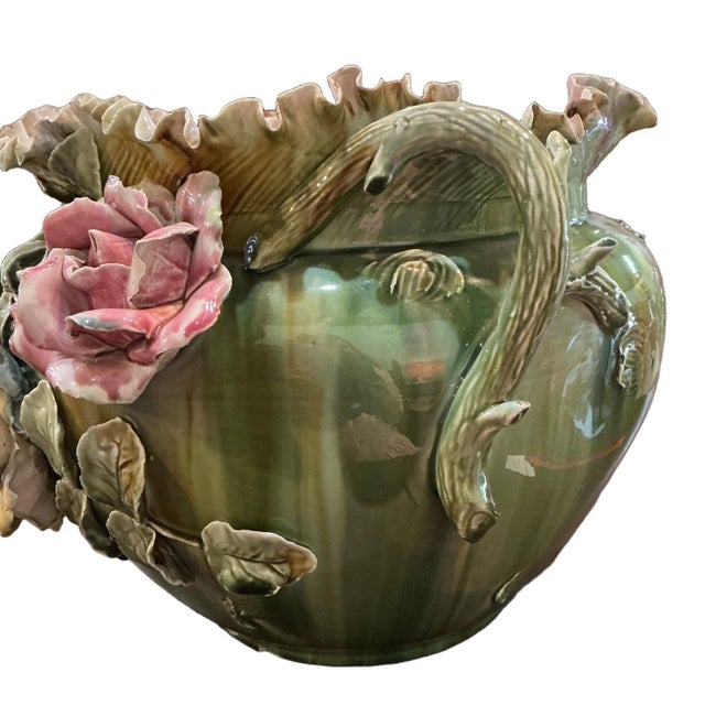 Circa 1900 Majolica Jardiniere For Sale - Image 15 of 18
