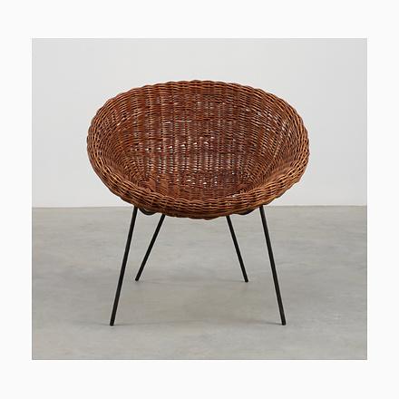 Mid-Century Woven RattanWicker and Iron Basket Chair, Italy, 1960s For Sale - Image 18 of 18