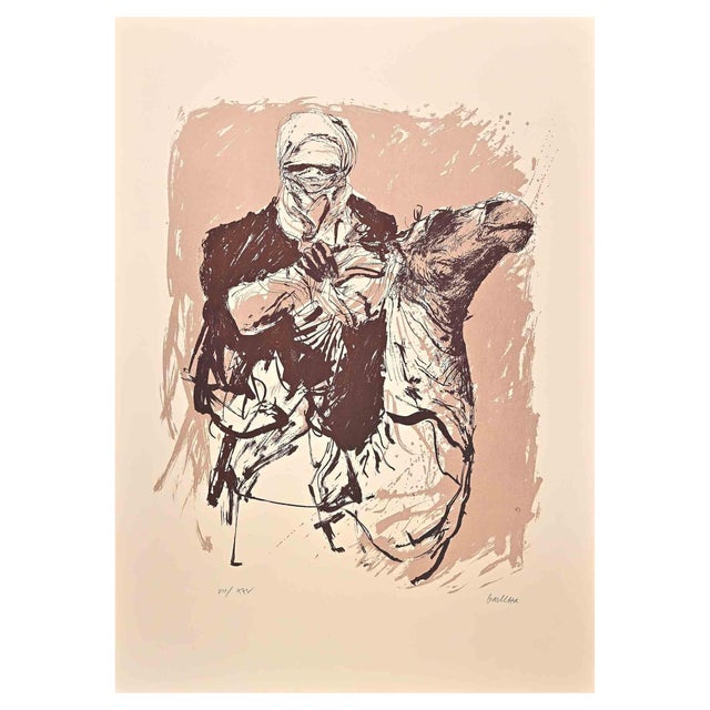 Sergio Barletta, Man on Horseback, Lithograph, 20th Century For Sale