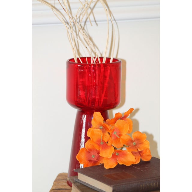 1990s Vintage Crate & Barrel Studio Art Glass Candle Holder / Vase For Sale - Image 5 of 6