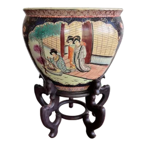 Vintage Large Oriental Fishbowl Urn