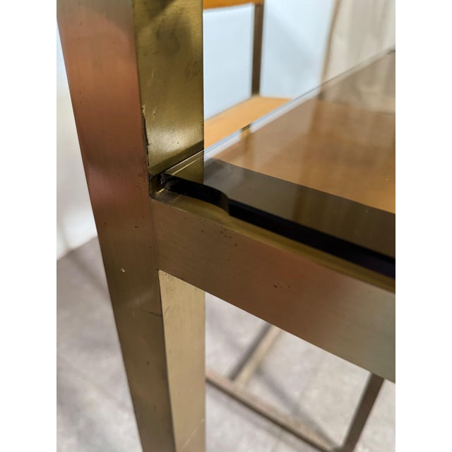 Mid-Century Italian Brass Desk and Chair, 1970s, Set of 2 For Sale - Image 9 of 14
