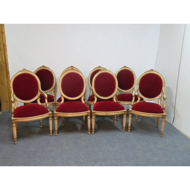 Piedmontese Neoclassical Style Cream & Gilt Carved Dining Chairs - Set of 8 For Sale In Philadelphia - Image 6 of 13