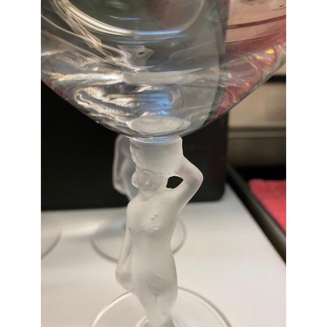 1970s 1970s Lalique-Style Wine / Water Glasses- Set of 6 For Sale - Image 5 of 9