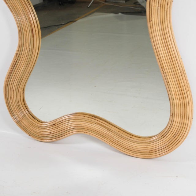 Large Wavy Rattan Mirror For Sale - Image 12 of 14