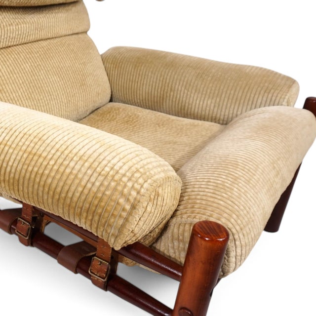 Inca Lounge Chair with Ottoman Corduroy Upholstery from Arne Norell Ab, 1970, Set of 2 For Sale - Image 18 of 18