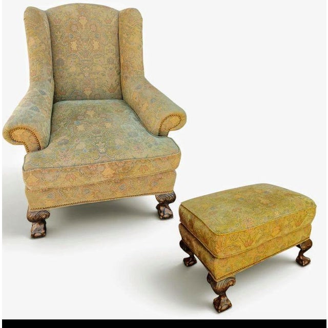 2020s Timeless Luxury: Bespoke Taylor King Wingback Armchair & Matching Ottoman Set For Sale - Image 5 of 12