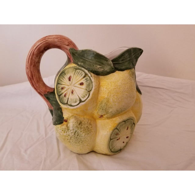 Farmhouse Vintage Italian Handpainted Lemon Pitcher For Sale - Image 3 of 8