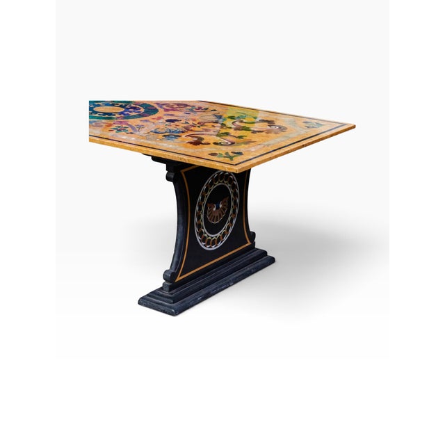 Italian Baroque Scagliola-Style Painted Marble Top Dining or Refectory Table For Sale - Image 4 of 8
