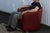 Mid-Century Modern Burgundy Leather Swivel Club Chair, 1980s For Sale - Image 3 of 18