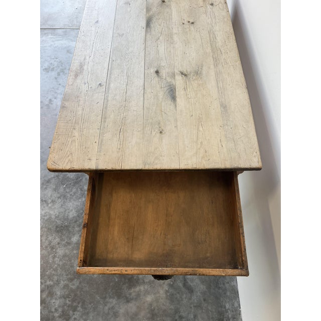Antique Pine Farmhouse Table on Casters For Sale - Image 10 of 12