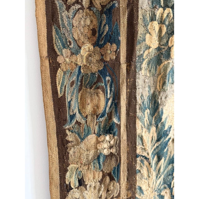 Rustic European Rare 17th Century French Verdue Tapestry/Portiere Door Hanging from Correze For Sale - Image 3 of 12