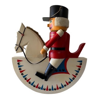 Unknown, Vintage Huge German Folk Art Wood Sculpture Rocking Horse Erzgebirge Reiterlein For Sale