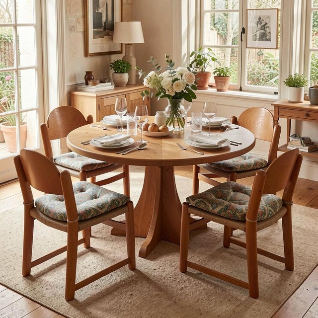 Vintage 1970s Italian Hank Loewenstein "Padova" Beechwood & Rush Stacking Dining Chairs - Set of 4 For Sale - Image 9 of 14