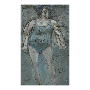 Rare 1964 James Havard Figurative Oil Painting "Jersey Girl" on Carved Wax With Gold Underlayer - Signed