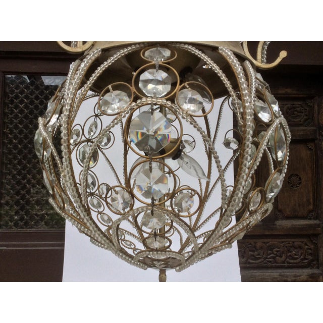 1990s Vintage Crystal & Silvered Tole Hanging Lantern For Sale - Image 5 of 9