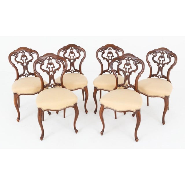 Victorian Dining Chairs in Walnut, 1860, Set of 6 For Sale - Image 6 of 7