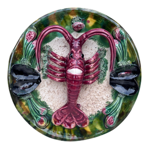 Majolica Palissy Portuguese Lobster Wall Platter, Circa 1940