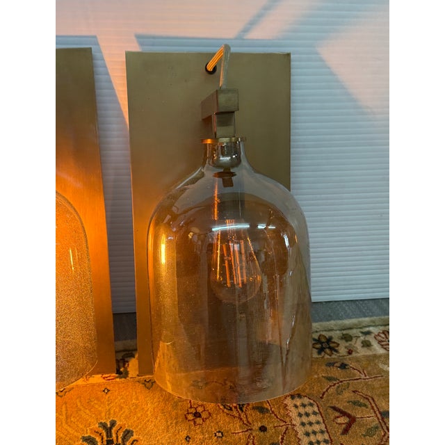 Gold Brass Plate + Mercury Glass Wall Sconces, Pair For Sale - Image 8 of 12