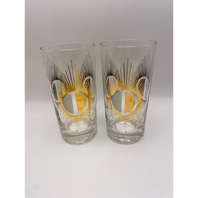1960s 1960s Fred Press Atomic Starburst Glasses- Set of 7 For Sale - Image 5 of 7