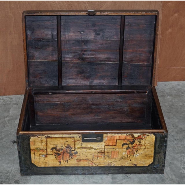 Vintage Hand-Painted Trunk or Chest with Immortals and Buildings Decor For Sale - Image 13 of 17