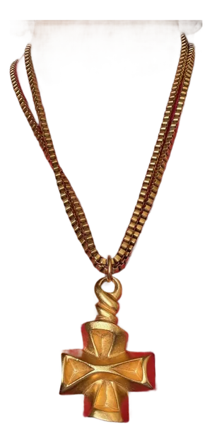 Vintage Gold Cross Pendant Chain Necklace / Belt