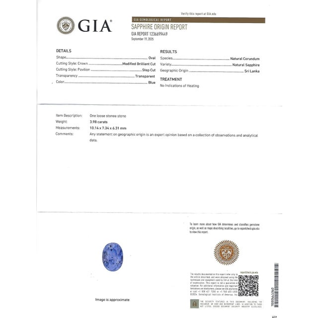 Modern Late 20th Century Fine 3.98ct Gia Ceylon No Heat Sapphire & 0.50ct Diamond Platinum Ring Size 6 For Sale - Image 3 of 18