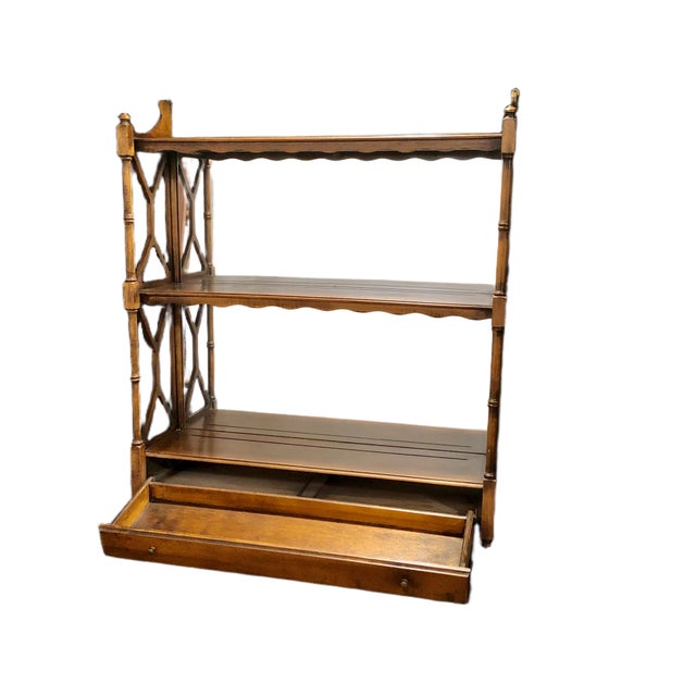 Traditional Three-Tier, Wall-Hanging Mirrored Wood Shelf For Sale - Image 3 of 4