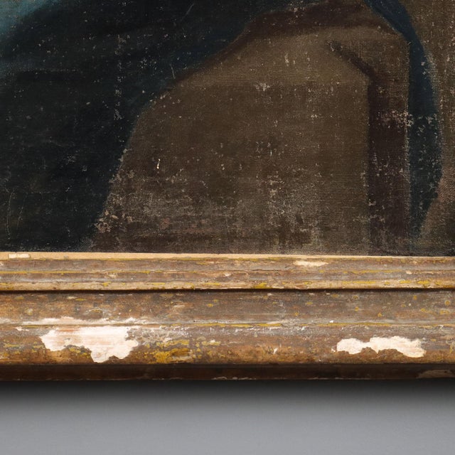 Textile Madonna and Child Crowned, 1600s, Oil on Canvas, Framed For Sale - Image 7 of 11