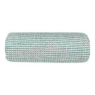 The House Of Scalamandré Heatherton Bolster Pillow In Aquamarine For Sale