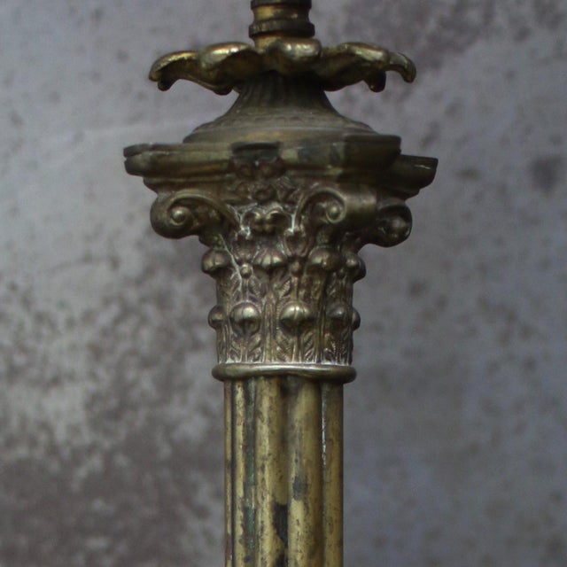 Art Deco Brass and Etched Glass Table Lamp, 1920s For Sale - Image 9 of 11