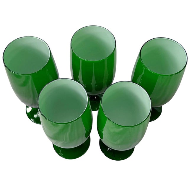 1960s Vintage Carlo Moretti Italian Green Goblets - Set of 5 For Sale In Houston - Image 6 of 10