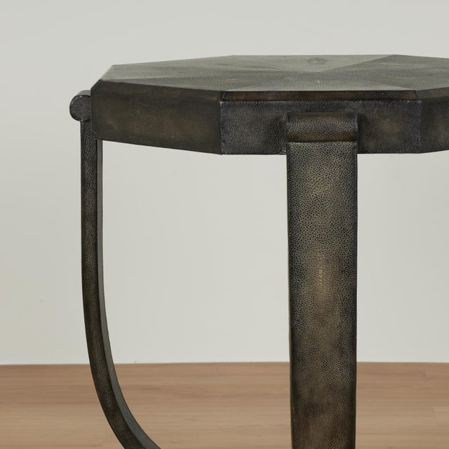 Pair of Vintage Art Deco Style Tables in Faux Shagreen by Maitland Smith For Sale In West Palm - Image 6 of 15