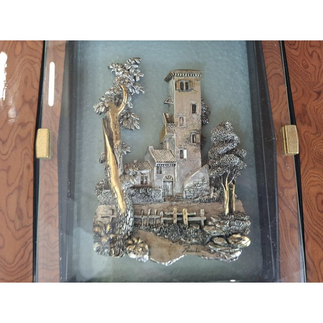 Alessandro Zenobi, Triptych of High Reliefs, 999 Silver and 24K Gold in Briar and Crystal, 1995, Set of 3 For Sale - Image 4 of 13