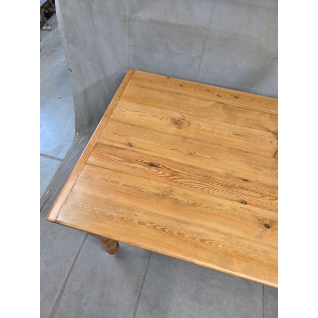 1990s Vintage English Rustic Pine Turned Leg 8' Long Dining Farmhouse Table For Sale - Image 5 of 10