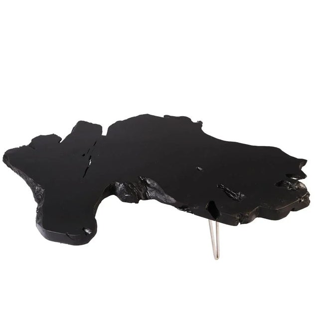 Organic Modern Black Teak Root Living Edge Coffee Table For Sale In Greensboro - Image 6 of 6
