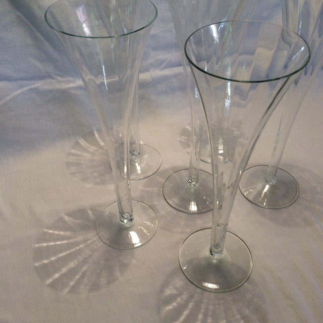 6 Vintage Crystal Hollow Stem Decagon 10 Sided Champagne Flutes Chairish