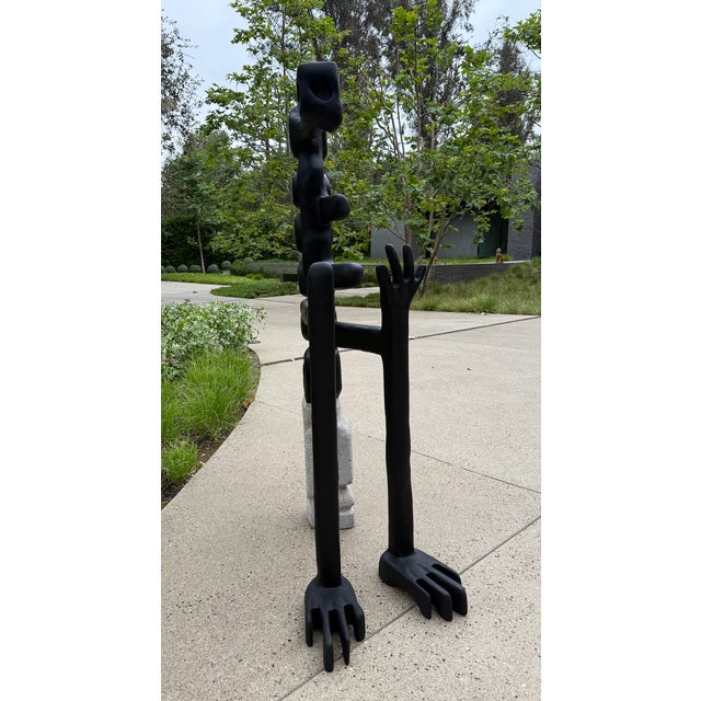 2020s Sculptural Wood Floor Piece by Casey McCafferty – Blackened Organic Form With Carved Protrusions For Sale - Image 5 of 6