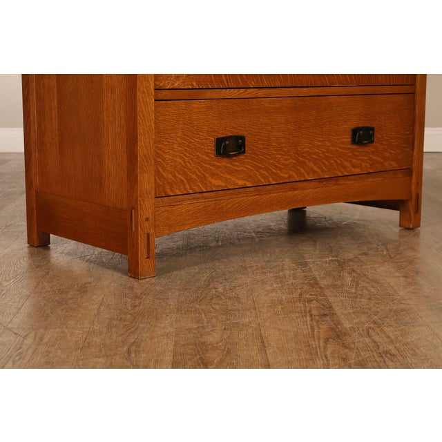 Stickley Mission Collection Oak High Chest Of Drawers For Sale - Image 12 of 18