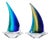Marisol 2-Piece Assorted Set Decorative Glass Sailboats, 8" For Sale
