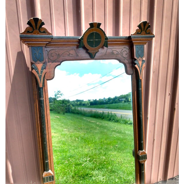 Late 19th Century Antique Walnut Victorian Wall Pier Mirror 1880s For Sale - Image 5 of 12