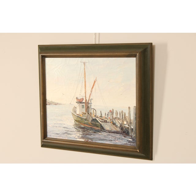 Nautical Marilyn H. Dwyer Impressionist Style Nautical Tugboat Oil Painting For Sale - Image 3 of 12