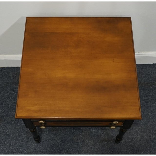 Hitchcock Genuine Hitchcock Solid Cherry Hand Stenciled Black & Gold 22" Square Accent End Table For Sale - Image 4 of 11